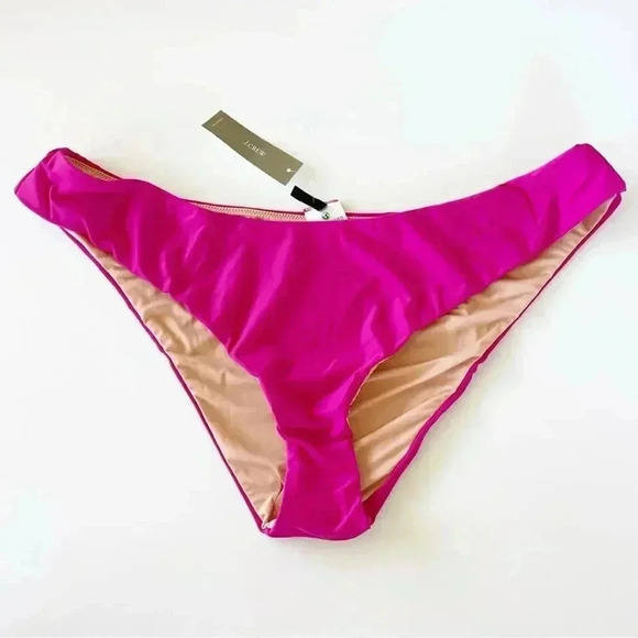J.Crew Curved waist High Leg Cut cheeky bikini bottom Radiant Fuchsia XXL NWT - Picture 3 of 6